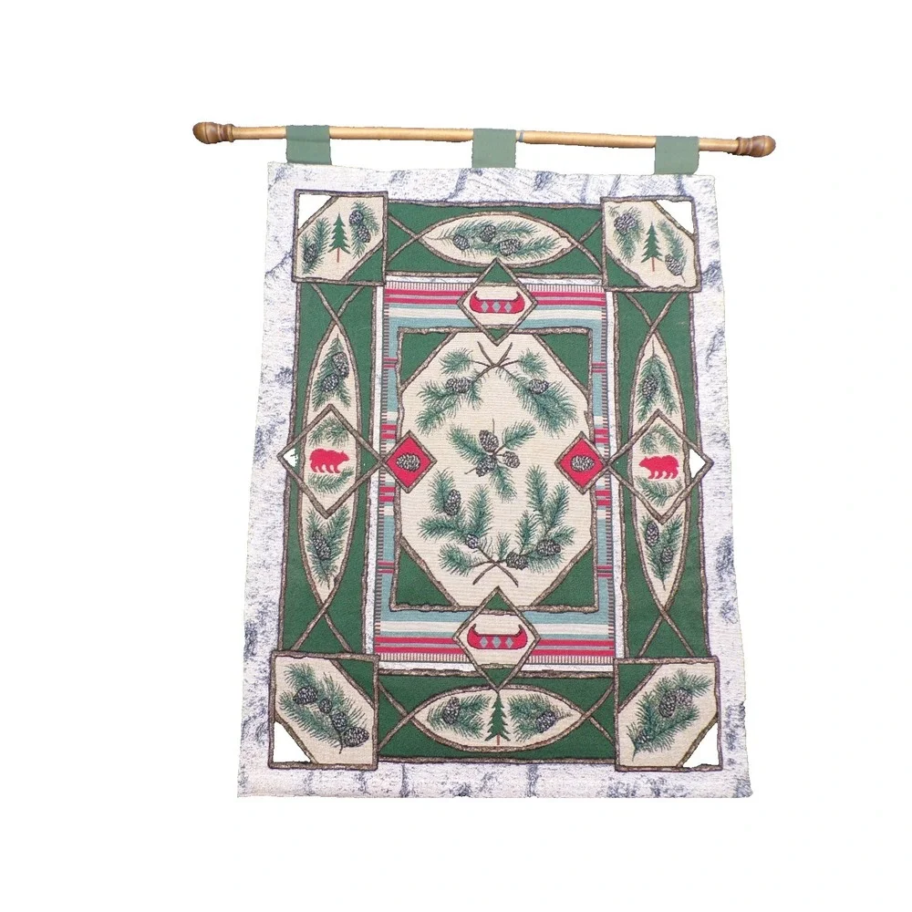 Cabincore Camping Country Home Tapestry Fabric Wall Hanging 26x34 Woodland Decor